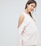 Asos Design Maternity Sweat With Cold Shoulder - Pink