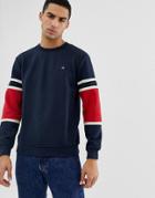 Hymn Quilted Sweatshirt With Panel Sleeve - Navy