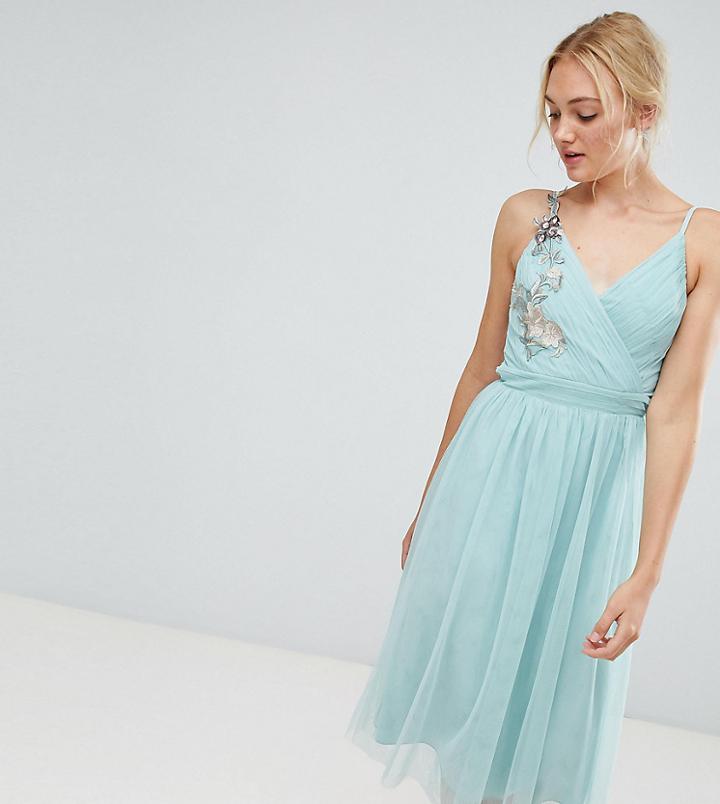 Little Mistress Tall Floral Applique Midi Dress - Green