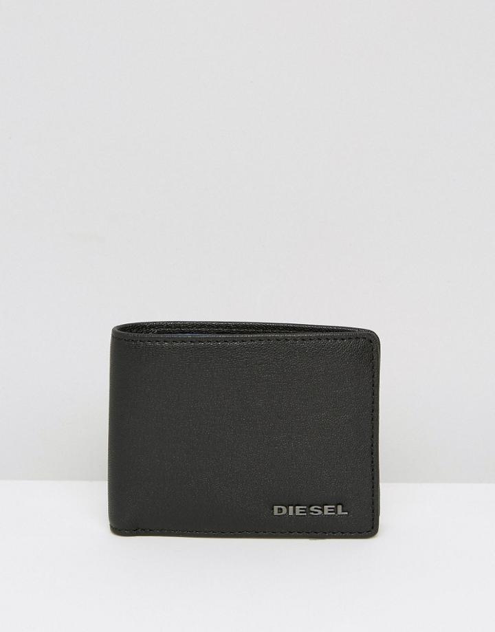 Diesel Leather Wallet With Contrast Internal Black - Black