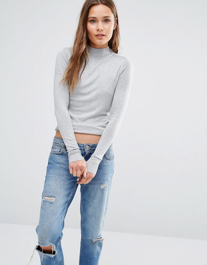 New Look Stand Neck Sweater - Gray