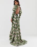 Asos Edition Embroidered Maxi Dress With Fishtail-multi