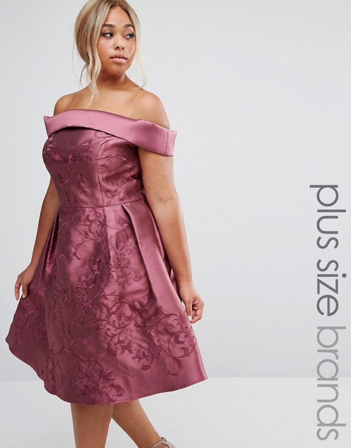 Chi Chi London Plus Off Shoulder Midi Dress - Purple