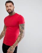 Asos Design Muscle Fit T-shirt With Crew Neck In Red - Red
