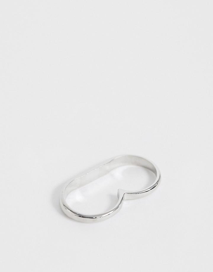 Designb Two Finger Ring In Silver
