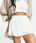 New Look Eyelet Detail Beach Shorts In White