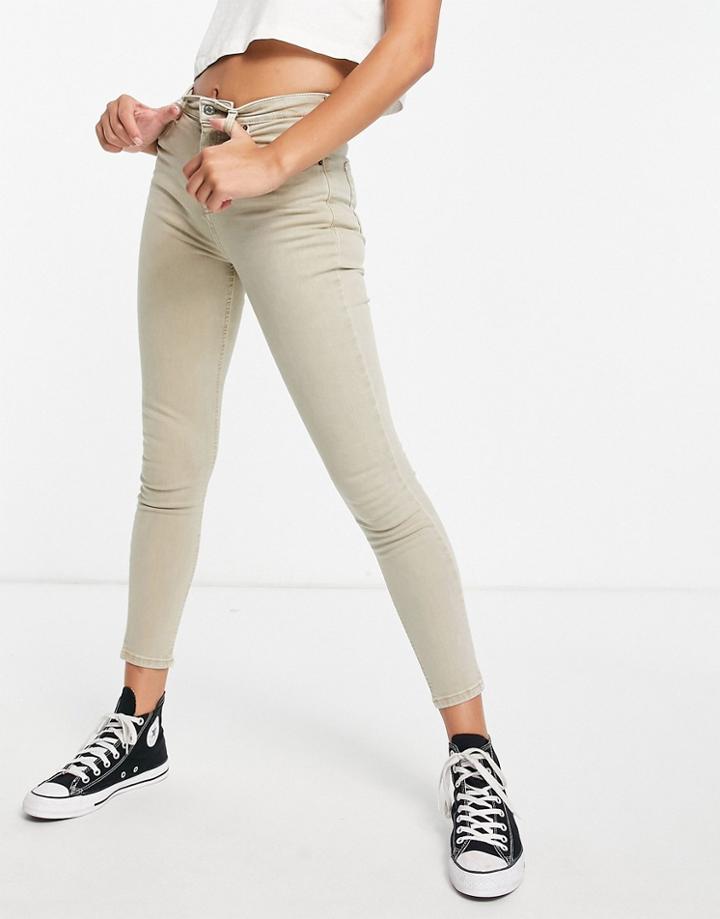 Topshop Jamie Jeans In Sand-neutral