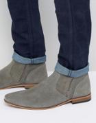 Asos Chelsea Boots In Gray Suede With Double Zip - Gray