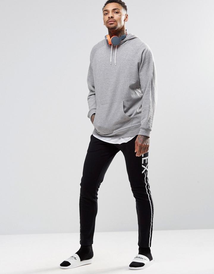 Asos Loungewear Skinny Joggers With Double Waistband And Flex Print - Black