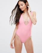 Pistol Panties Rosie Swimsuit With Lace Insert - Pink