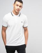 Fred Perry Slim Pique Polo Shirt Twin Tipped In White - White