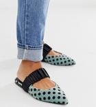 Asos Design Wide Fit Lately Pointed Mules In Polka Dot-multi