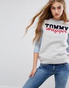 Tommy Hilfiger Logo Sweatshirt With Contrast Sleeves - Gray