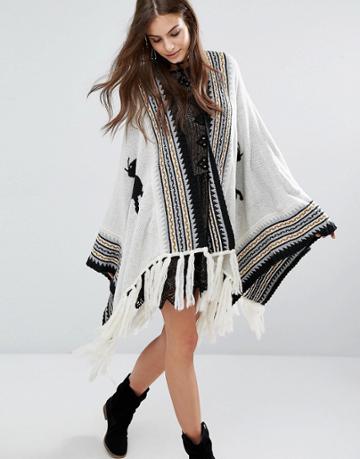 Jen's Pirate Booty Llama Shawl Poncho - White