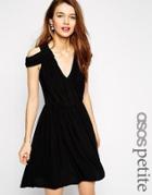 Asos Petite Mini Dress With Wrap Front - Black