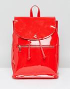 Asos Patent Soft Backpack With Zip Detail - Red
