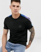 Jack & Jones Core T-shirt In Black With Sleeve Panel In Neon