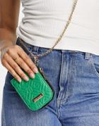River Island Quilted Pouch Cross Body Bag In Green