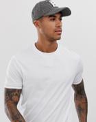 Asos Design T-shirt With Contrast Stitching In Gray-white