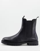 Silver Street High Calf Leather Chunky Chelsea Boots In Black