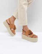 Pull & Bear Tassle Front Heel Sandal In Tan - Tan