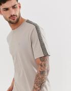 River Island T-shirt With Monogram Taping In Stone-black
