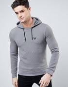 Armani Jeans Overhead Hoodie In Slim Fit Waffle Jersey In Gray - Gray