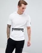 Jack & Jones Core Longline Hooded T-shirt With Pouch Pocket - White