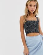 Nobody's Child Shirred Crop Top In Black Floral - Black