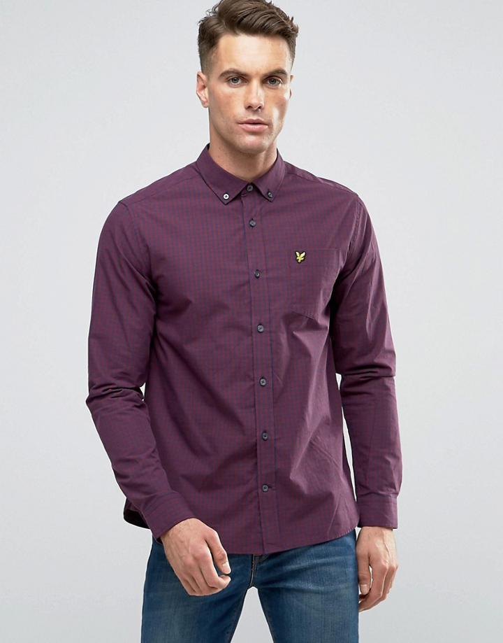 Lyle & Scott Gingham Check Shirt Buttondown In Regular Fit In Navy/claret - Red