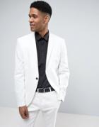 Selected Homme Slim Suit Jacket In Linen - White