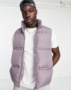 Asos Design Puffer Vest In Lilac-purple