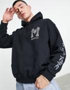 Mennace Hoodie In Washed Black With Sleeve And Back Print - Part Of A Set