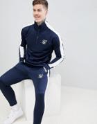 Siksilk Cropped Jogger In Navy With White Side Stripe - Navy