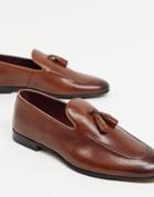 Walk London Terry Tassel Loafers In Tan Leather-brown