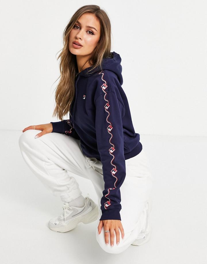 Fila Embroidered Logo Hoodie In Navy