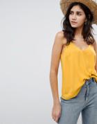 Asos Design Swing Cami With Double Layer - Yellow