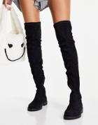 Asos Design Kalani Over The Knee Boots In Black Micro
