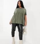 Yours Smock Top In Khaki-green
