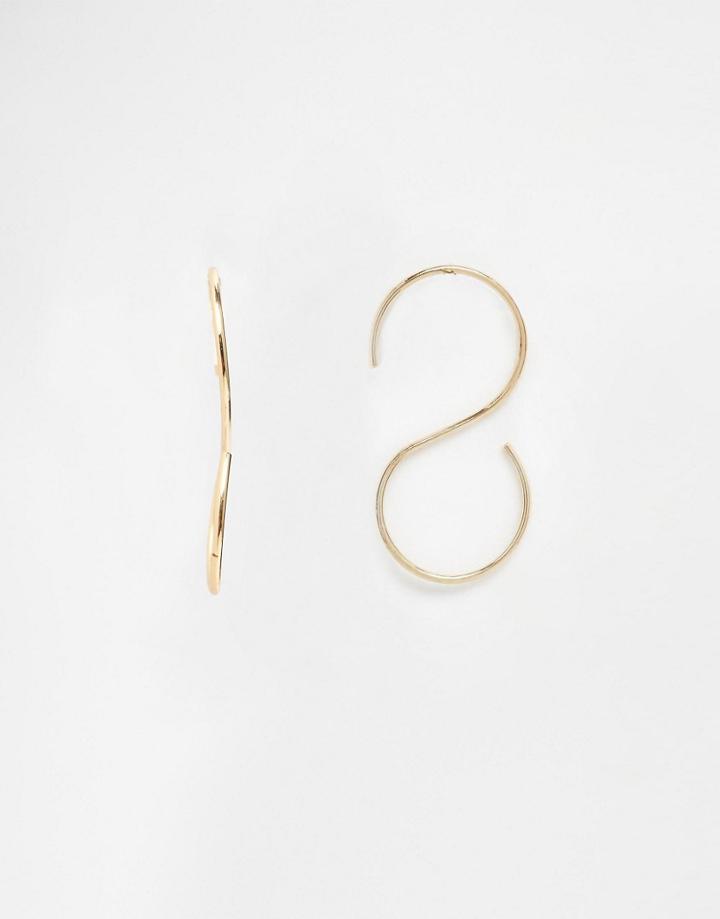 Weekday S Shaped Through & Through Earrings - Gold