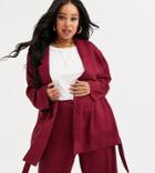 Native Youth Plus Wrap Front Blazer In Satin Co-rd-red