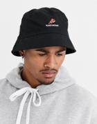 Asos Design Black Cotton Bucket Hat With Booked And Busy Embroidery