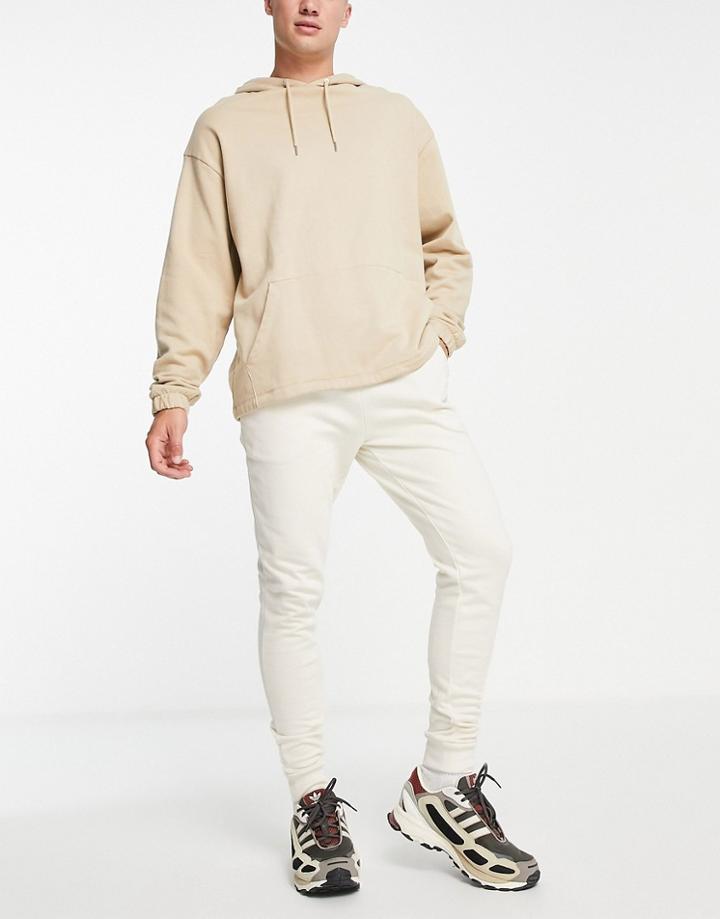 Asos Design Skinny Sweatpants In Light Beige-neutral
