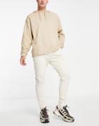 Asos Design Skinny Sweatpants In Light Beige-neutral