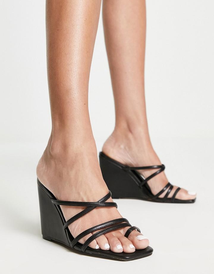 Asos Design Theory Strappy High Wedges In Black