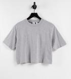 Collusion Boxy Short Sleeve T-shirt In Gray Heather-grey