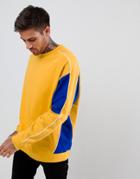 Asos Design Oversized Sweatshirt With Color Blocking - Yellow