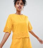 Monki Broderie Detail Shell Top Two-piece-yellow