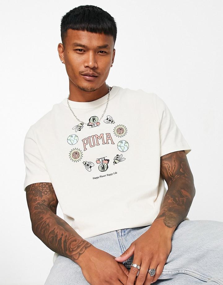Puma Downtown T-shirt In Off White