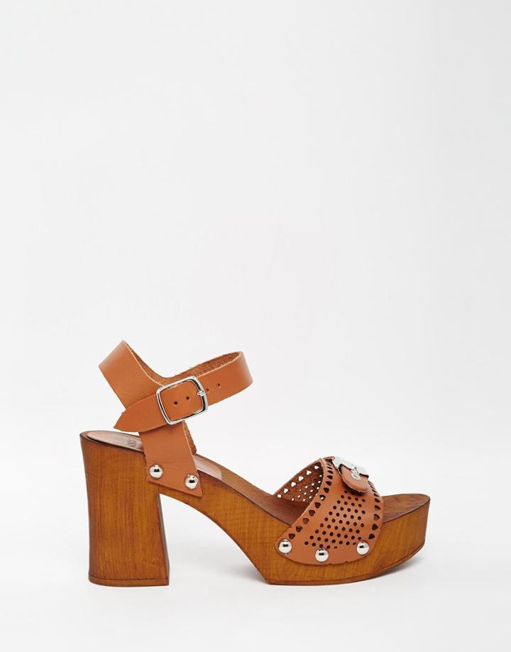 Asos Trust Leather Heart Heeled Sandals - Tan
